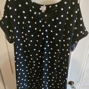 a new day Black Dress with White Dots